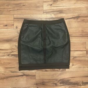 Green Leather Skirt Size 8 with ribbon detail